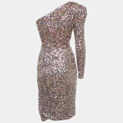 Pre Owned Bronx & Banco Multicolor Sequin Asymmetric Galaxy Midi Dress XS