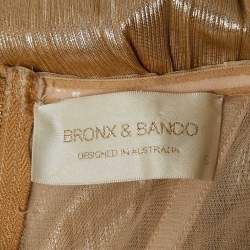 Bronx & Banco Beige Metallic Jersey and Tulle Florence Strapless Mini Dress S
