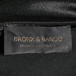 Bronx & Banco Black Satin Cut-Out One Shoulder Ruffled Gown XS
