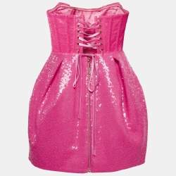 Bronx & Banco Pink Sequin Strapless Corset Maraya Mini Dress S