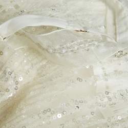 Pre Owned Bronx & Banco White Sequin Tulle Feather Trim Mademoiselle Bridal Mini Dress S