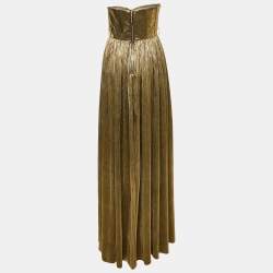Bronx & Branco Metallic Lurex Plisse Florence Strapless Gown S