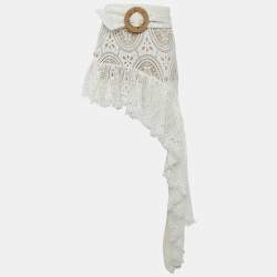 Bronx & Banco White Lace Belted Asymmetric Mini Skirt XS