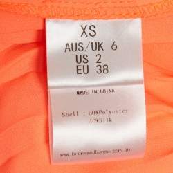 Pre Owned Bronx & Banco Orange Crepe Pleated One Shoulder Jafari Gown XS