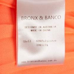 Pre Owned Bronx & Banco Orange Crepe Pleated One Shoulder Jafari Gown XS