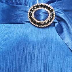 Pre Owned Bronx & Banco Blue Silk Blend Belted Maxi Dress XS