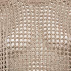 Brunello Cucinelli Beige Wool and Lurex Open Knit Sweater M