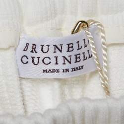 Pre Owned Brunello Cucinelli White Cotton Monili Detail Jogger Pants XXS