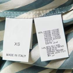 Pre Owned Brunello Cucinelli Blue Striped Organza Monili Halter Neck Top XS