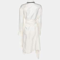 Pre Owned Brunello Cucinelli White Silk Button Front Shirt Dress M