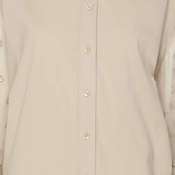 Pre Owned Brunello Cucinelli Beige Cotton Silk Floral Cut Out Sleeve Button Front Shirt S