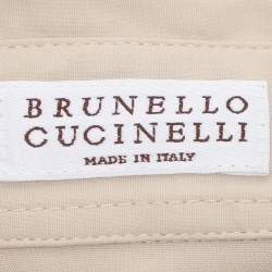 Pre Owned Brunello Cucinelli Beige Cotton Silk Floral Cut Out Sleeve Button Front Shirt S