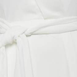 Pre Owned Brunello Cucinelli White Chiffon Ruffled Asymmetric Genevieve Dress XS