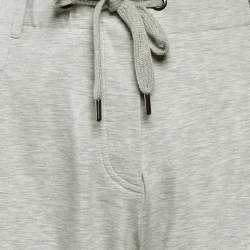 Pre Owned Brunello Cucinelli Grey Jersey Wide Leg Drawstring Pants XS