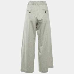 Pre Owned Brunello Cucinelli Grey Jersey Wide Leg Drawstring Pants XS
