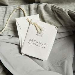 Pre Owned Brunello Cucinelli Grey Jersey Wide Leg Drawstring Pants XS