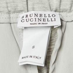 Pre Owned Brunello Cucinelli Grey Jersey Pleated Wide Leg Trousers S