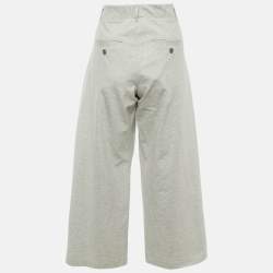 Pre Owned Brunello Cucinelli Grey Jersey Pleated Wide Leg Trousers S