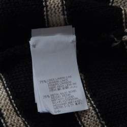 Pre Owned Brunello Cucinelli Black Linen Silk Sequin Embellished Striped Sweater XXL