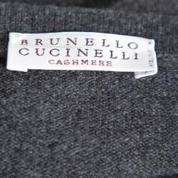 Pre Owned Brunello Cucinelli Dark Grey Cashmere Crop Sweater XXL