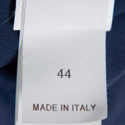 Pre Owned Brunello Cucinelli Navy Blue Plaided Linen Sequin Embellished Double Breasted Blazer M