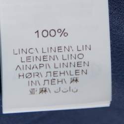Pre Owned Brunello Cucinelli Navy Blue Plaided Linen Sequin Embellished Double Breasted Blazer M