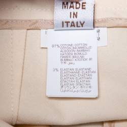Pre Owned Brunello Cucinelli Cream Cotton Contrast Trim Tapered Leg Trousers S