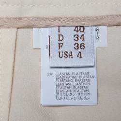 Pre Owned Brunello Cucinelli Cream Cotton Contrast Trim Tapered Leg Trousers S