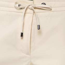 Pre Owned Brunello Cucinelli Cream Cotton Contrast Trim Tapered Leg Trousers S