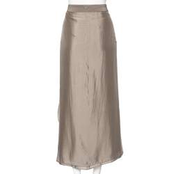 Pre Owned Brunello Cucinelli Beige Silk Layered Midi Skirt M