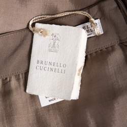 Pre Owned Brunello Cucinelli Beige Silk Layered Midi Skirt M