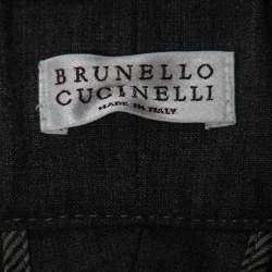 Brunello Cucinelli Grey Wool Bead Trimmed Pants S