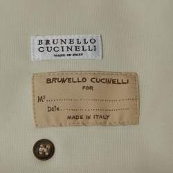 Pre Owned Brunello Cucinelli White Stretch-Cotton Double-Breasted Blazer XL