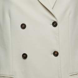 Pre Owned Brunello Cucinelli White Stretch-Cotton Double-Breasted Blazer XL