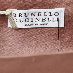 Brunello Cucinelli Pink Satin Asymmetric Midi Skirt L 