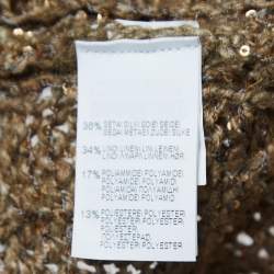 Brunello Cucinelli Borwn Sequined Cable Knit Cardigan XL