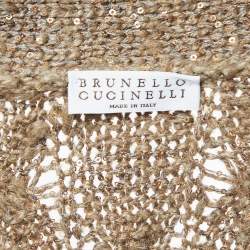 Brunello Cucinelli Borwn Sequined Cable Knit Cardigan XL