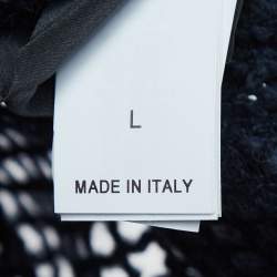 Pre Owned Brunello Cucinelli Navy Blue Sequined Knit Cardigan L