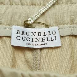 Brunello Cucinelli  Beige Cotton Drawstring-Waist Joggers L