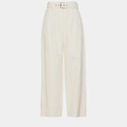 Pre Owned Brunello Cucinelli Off White Cotton Wide Leg Pants Size 42