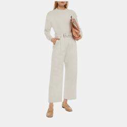 Pre Owned Brunello Cucinelli Off White Cotton Wide Leg Pants Size 42