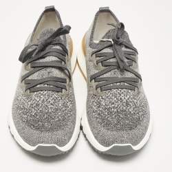 Brunello Cucinelli Grey Knit Fabric Low Top Sneakers Size 42
