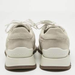 Pre Owned Brunello Cucinelli Grey Suede Monili Lace Up Sneakers Size 38
