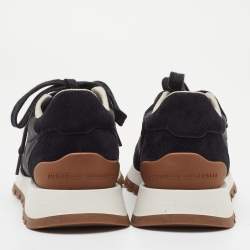 Pre Owned حذاء رياضي برونيللو كوتشينيللي نيلون أسود وسويدي مزين عنق منخفض مقاس 36.5