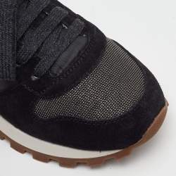 Pre Owned حذاء رياضي برونيللو كوتشينيللي نيلون أسود وسويدي مزين عنق منخفض مقاس 36.5