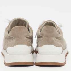 Pre Owned Brunello Cucinelli Grey Suede Monili Lace Up Sneakers Size 38