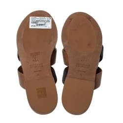 Brunello Cucinelli Brown Beaded Leather Crossover Sandals Size 39