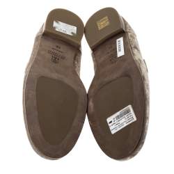 Brunello Cucinelli Metallic Beige Velvet Slip On Loafers Size 40