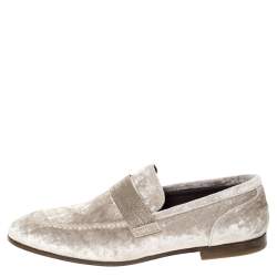 Brunello Cucinelli Metallic Beige Velvet Slip On Loafers Size 40