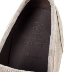 Brunello Cucinelli Metallic Beige Velvet Slip On Loafers Size 40